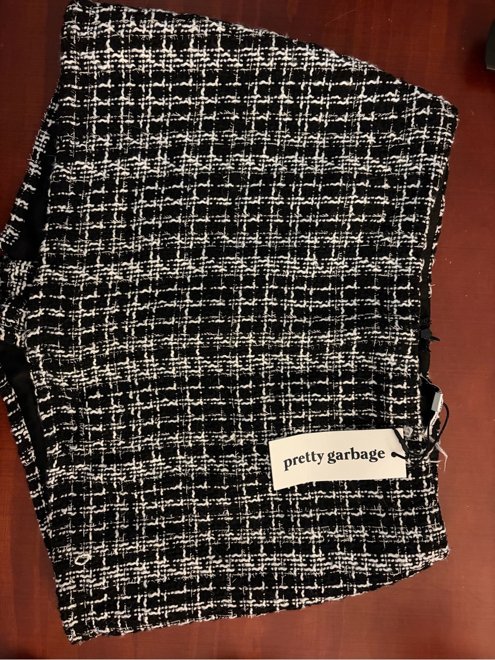 Pretty Garbage Black & White Tweed black Skort